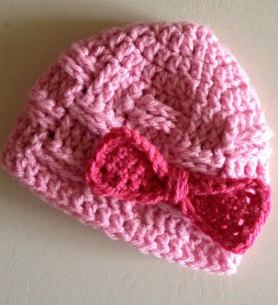 Crochet Baby Girl Beanie Pink by kylieB on Etsy