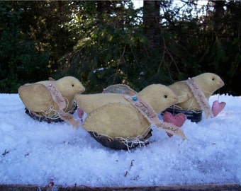 Tweet Hearts, A Primitive, Folk Art, Shelf Tucks, Doll, E Pattern By Pea Picker's Primitives