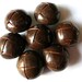 Leather buttons, 6 vintage dark brown leather buttons, 26mm