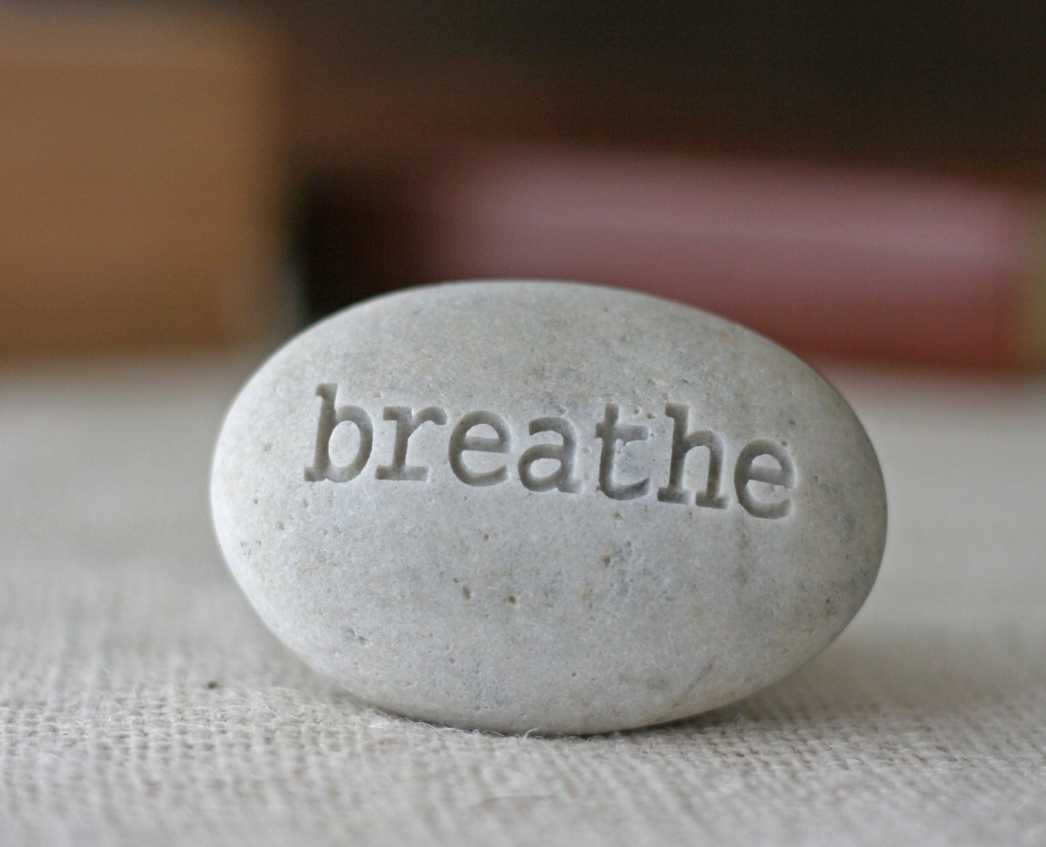 Breathe Engraved Inspirational Word on stone Ready Gift