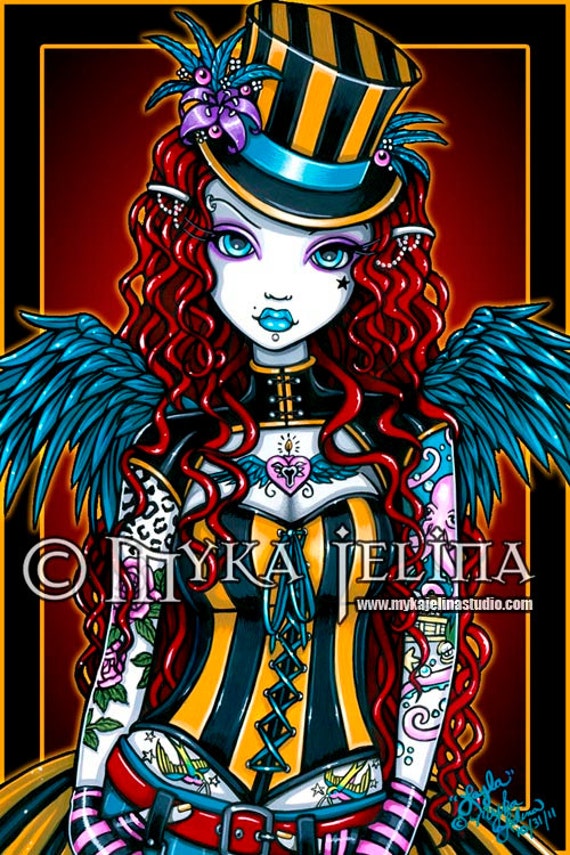 Layla Special Edition Steampunk Circus Angel Fairy 4X6 PRINT by MykaJelina steampunk buy now online