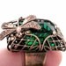 Emerald Forest Dragonfly Ring statement ring with green glass stone and filigree, vintage style brass ring, cocktail ring, fantasy