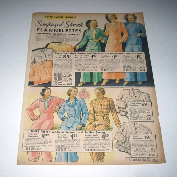 Items similar to Vintage 1930s Sears Roebuck Color Catalog Page of ...