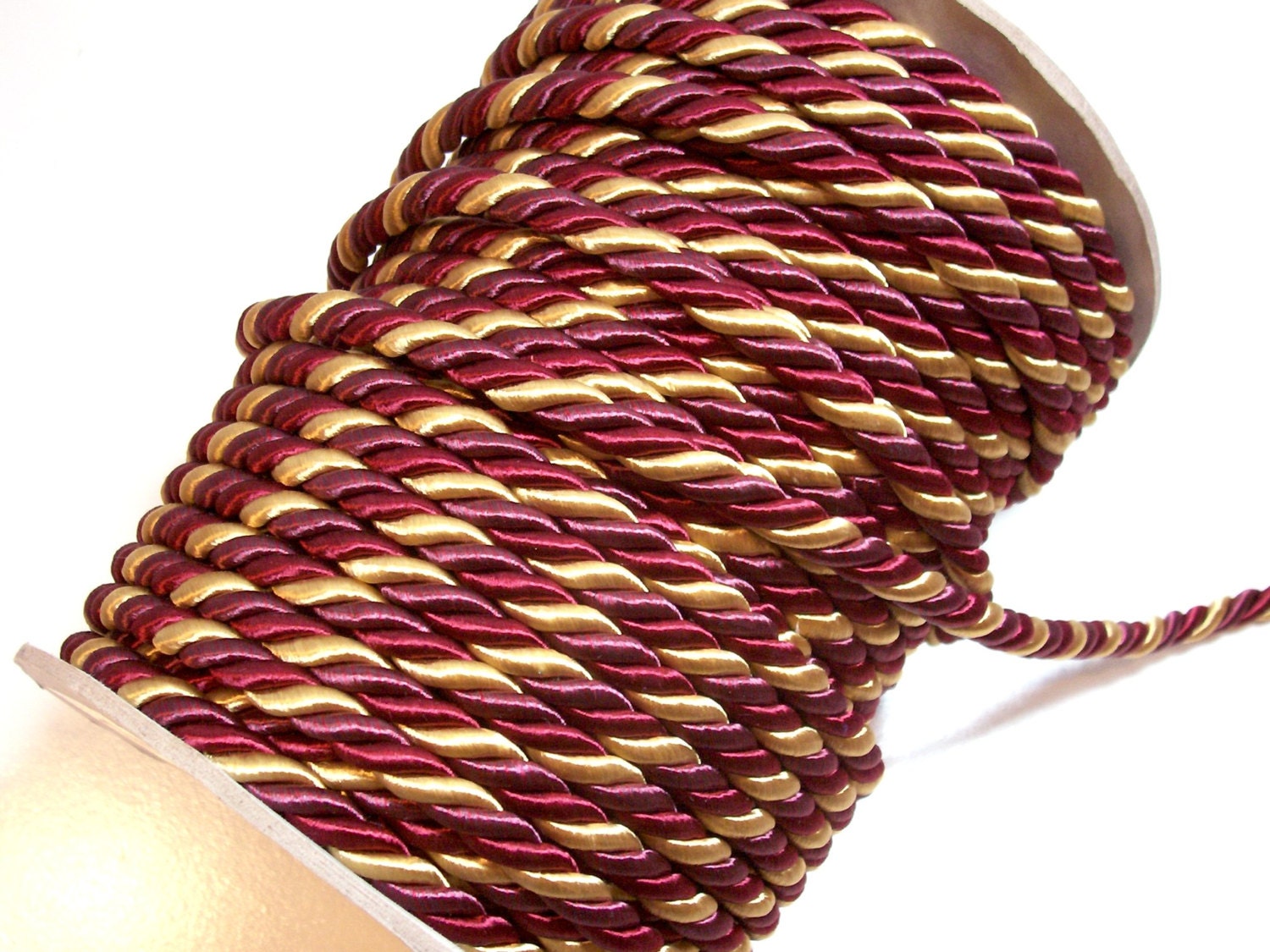 Burgundy Cord Burgundy and Gold Braided Cord Trim 5/16 inch