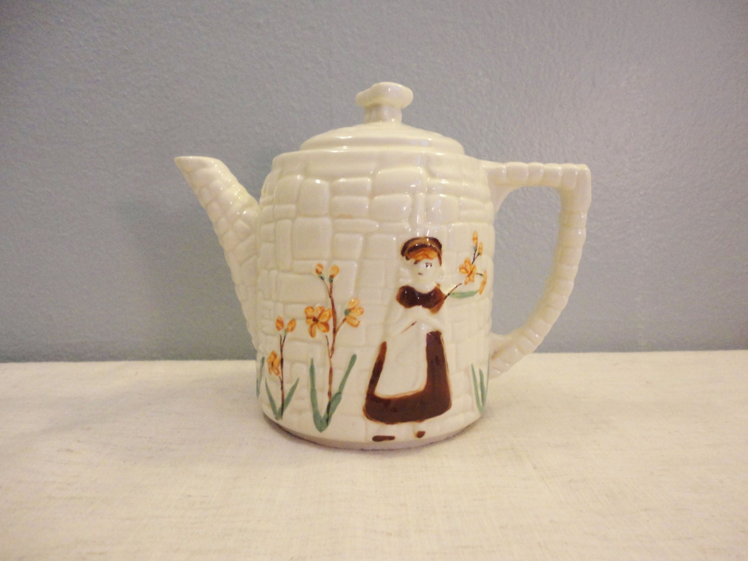 Vintage Porcelier Vitreous China Teapot and Lid in Cobblestone