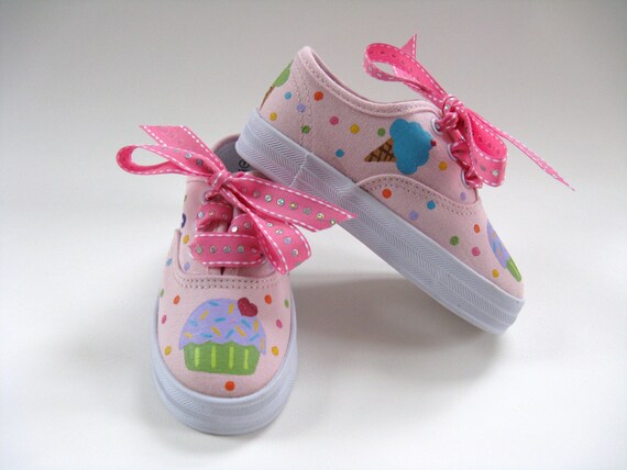 Girls Cupcake Shoes Ice Cream Cones Custom by boygirlboygirldesign