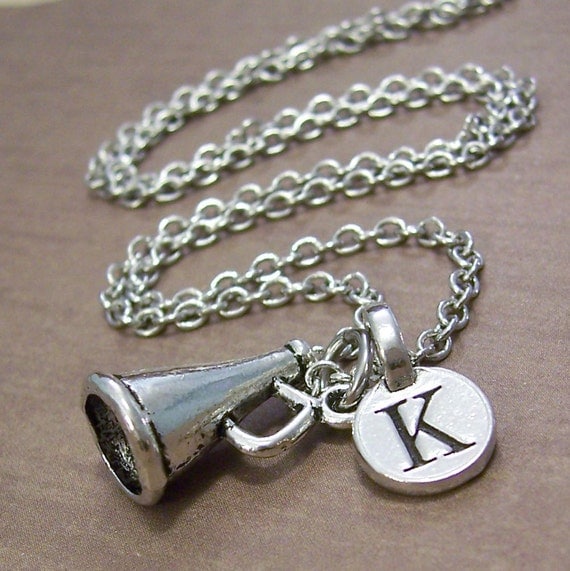 Personalized Cheerleader Megaphone Charm Necklace by FiftyEighteen