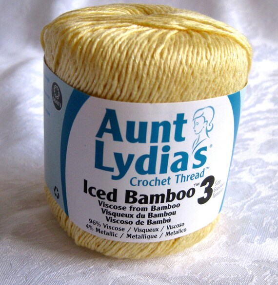 Aunt Lydias Iced Bamboo thread Lemon yellow Ice size by crochetgal