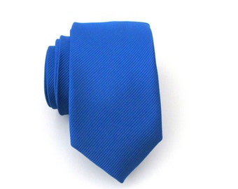 Skinny Tie. Blue Tie. Men's Ties - Royal Blue Tonal Striped Skinny Tie