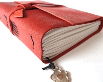Personalised Leather Journal, Hot Red