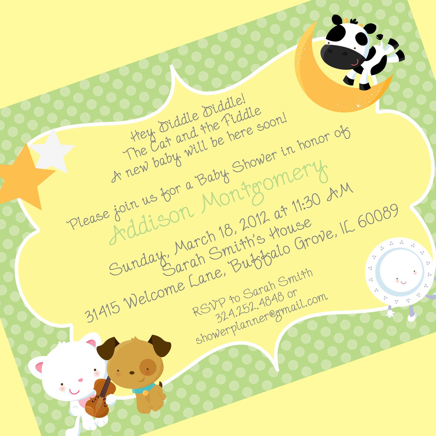 Nursery Rhymes Baby Shower Invitation Printable Invitation