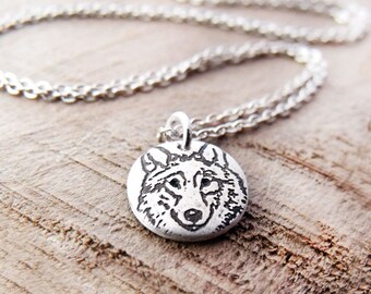 Tiny Wolf necklace, silver eco friendly wolf pendant, wolf jewelry, gift for her, daughter gift, coworker gift, gift for mom, gift for wife