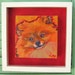 Orange POMERANIAN Dog Art Original Painting on Canvas 6x6 Framed by Lynn Culp