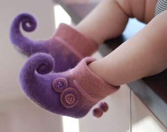 For Little Fairy handfelted slippers home shoes baby booties HANDMADE TO ORDER