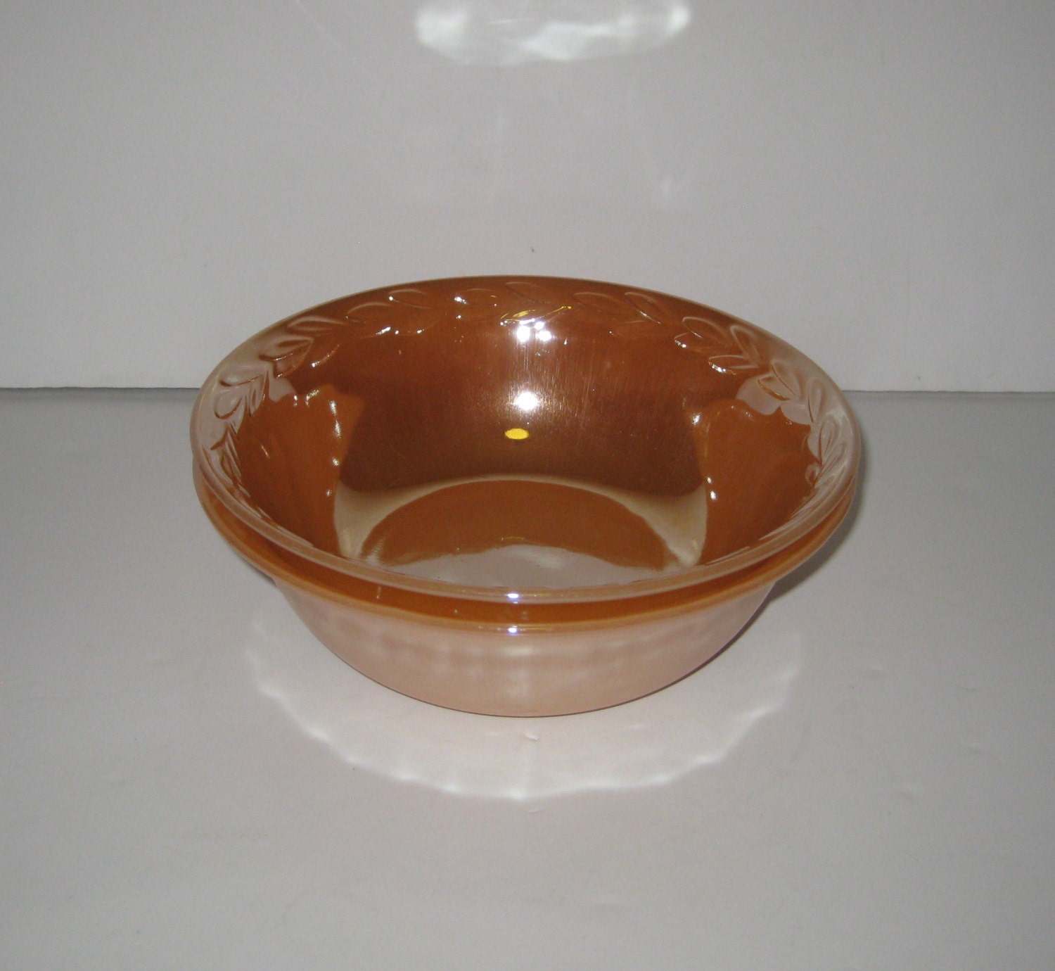 Vintage Fire King Peach Luster Serving Bowls Set of 2 Leaf