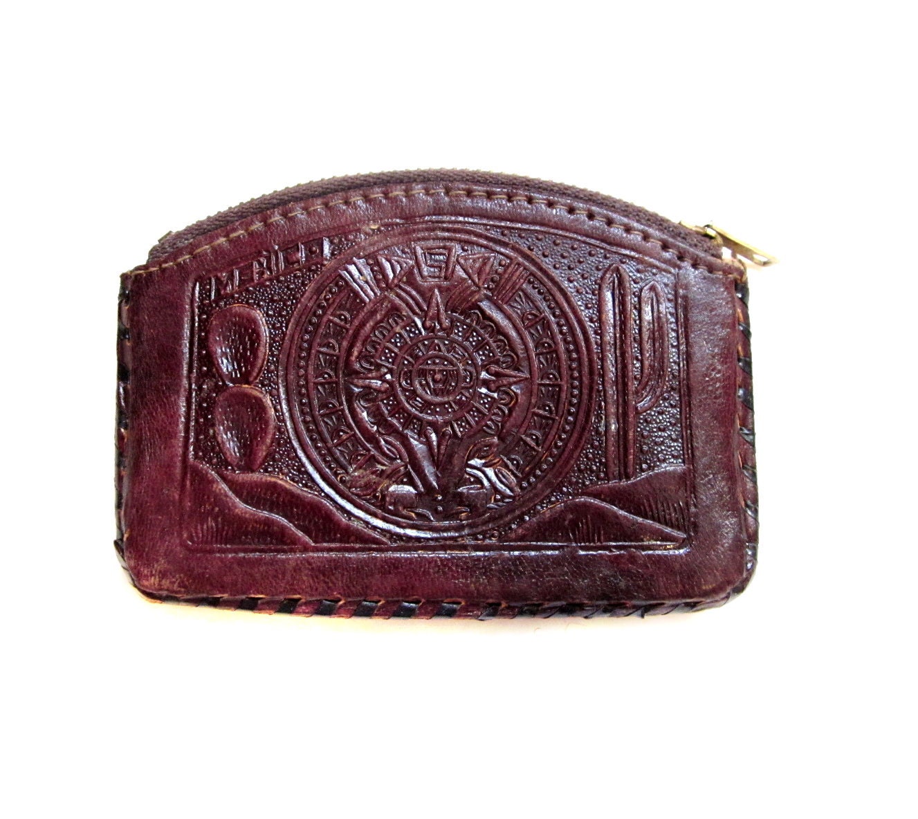 Tooled Leather Mexican Coin Purse Wallet