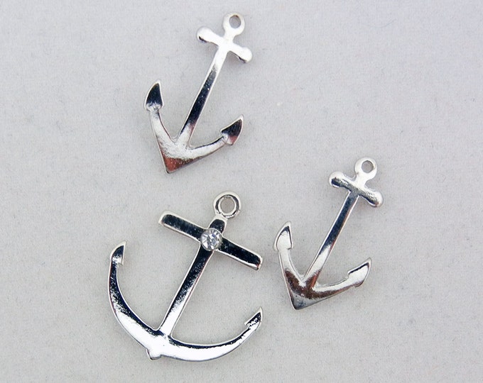 Set of Silver-tone Anchor Charms and Pendant