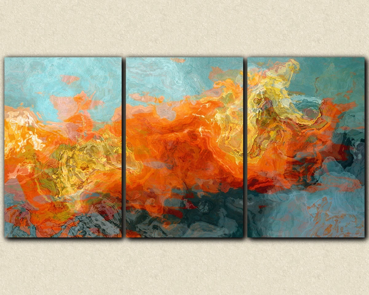 Abstract art 40x78 oversized triptych gallery wrap giclee