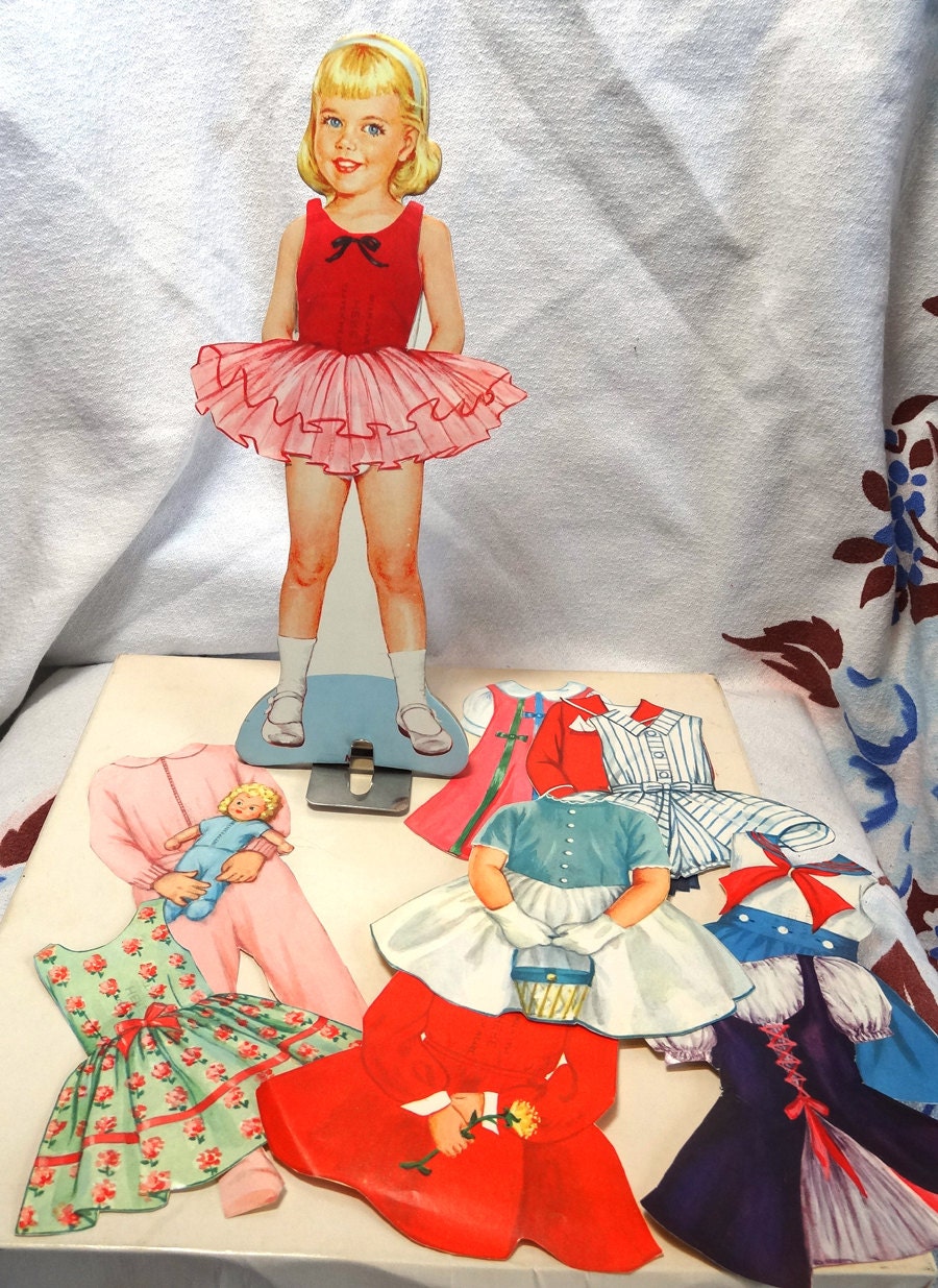 Vintage 1962 Magic Mary Paper Doll with Orig Stand in