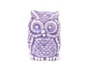 Small Owl Ceramic Sculpture in light lavender purple