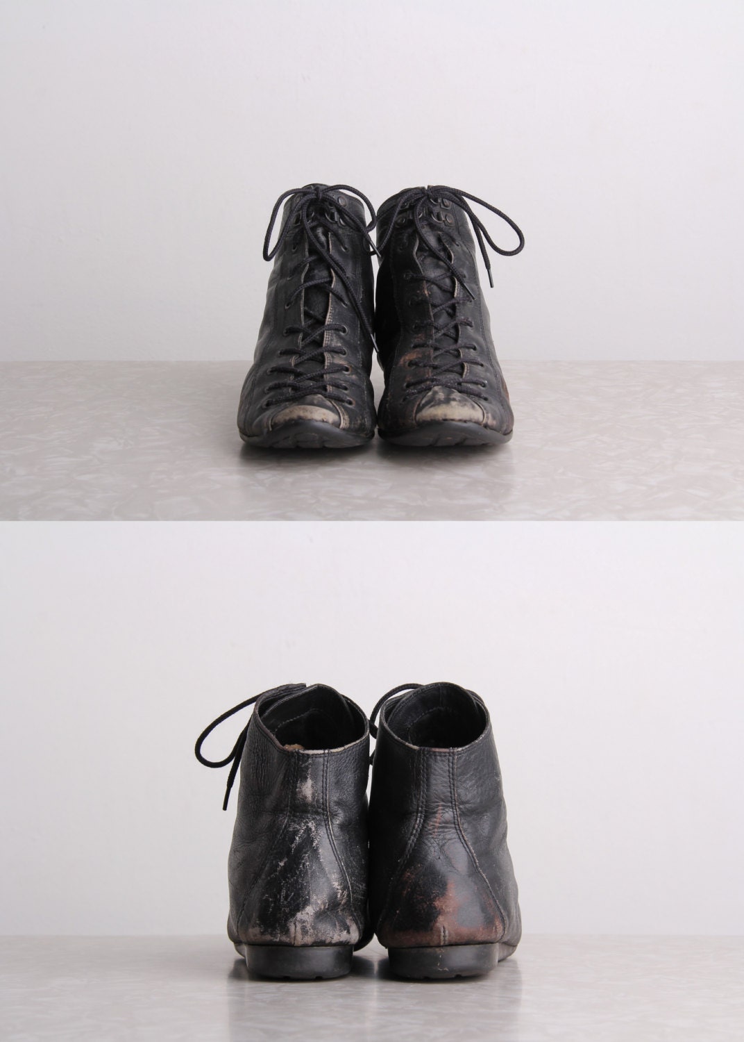 ON HOLD Vintage Boxing Shoes . Athletic Sport Footwear . Black