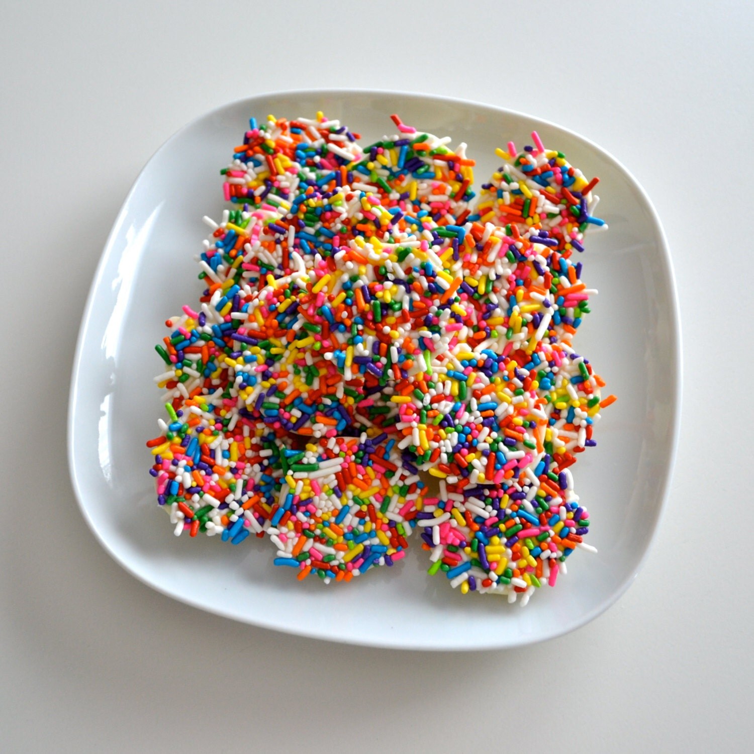 White Chocolate Rainbow Sprinkle Drops 2 Dozen by NicolesTreats