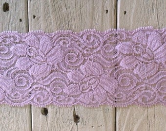 WIDE Stretch Lace LIGHT LAVENDER -3 inch -2 yards for 3.99