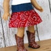American Girl Doll Clothes Pink or Red Country Western Bandana Twirl Skirt