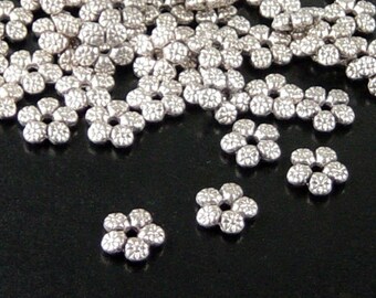 CLEARANCE Bead Spacer 50 Star Bead Antique Silver 5-Petal Flower 7mm NF (1103spa07s1)os