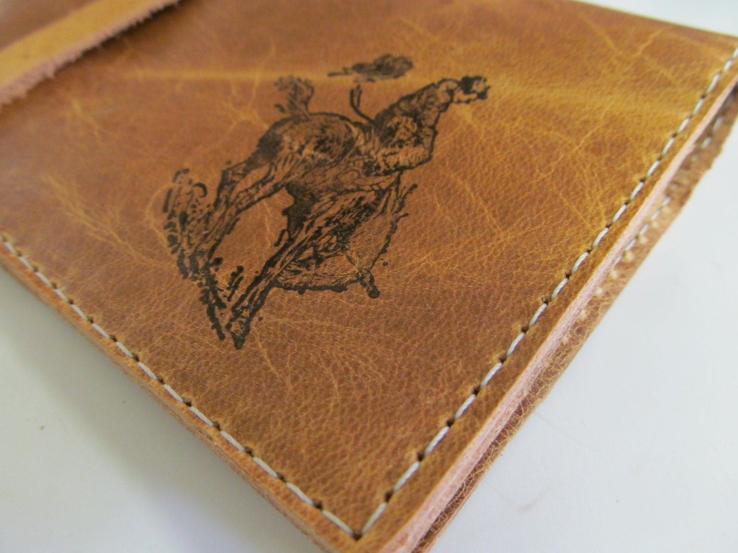 leather checkbook wallet pocketbook custom handprinted by inblue
