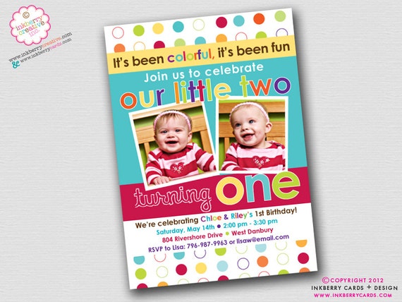 First Birthday Invitation Cards For Twins 8