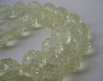 Yellow Faceted Necklace Vintage Bead