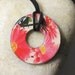 Gorgeous Pink Flowers Spring Gardens Upcycled Papers WASHER Hardware Pendant Necklace