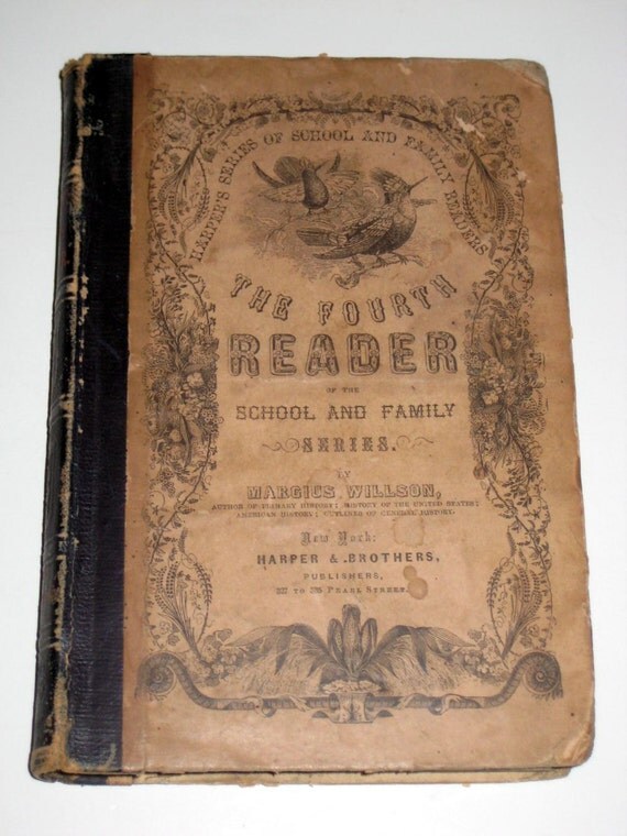 Antique 1865 Civil War Era School Book The Fourth Reader