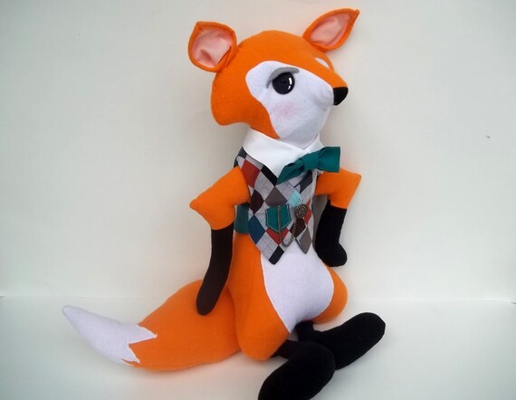 Stuffed Fox Dapper Mr. Fox Soft Sculpture by HenAndChick on Etsy