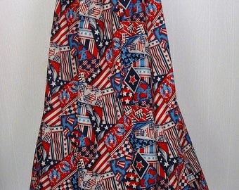 Pioneer Trek Clothing, Patriotic, Betsy Ross Molly Pitcher Colonial Womans Trek Skirt - Ready to Ship