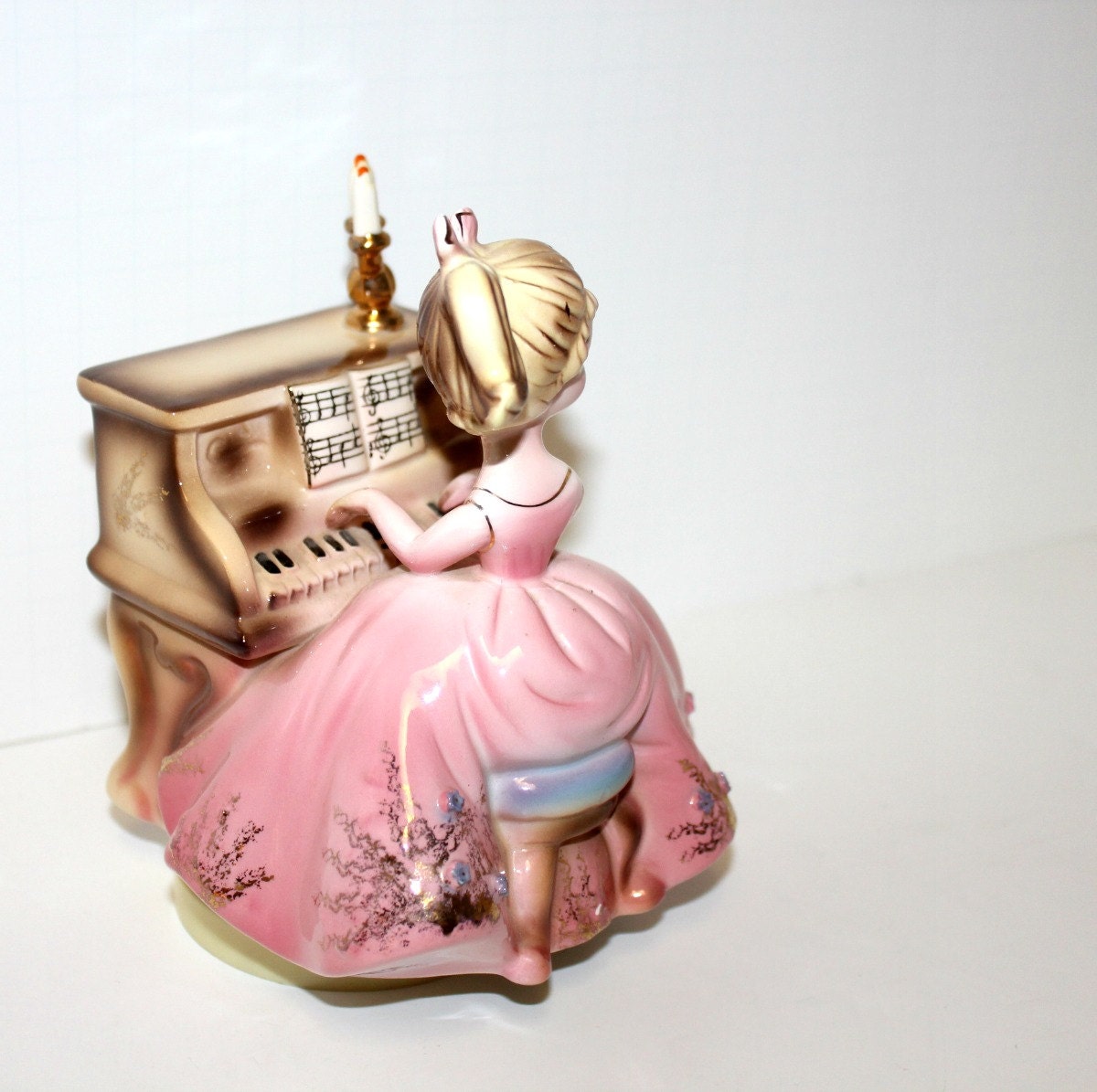 Vintage Josef Originals Piano Girl Music Box Figure Figurine