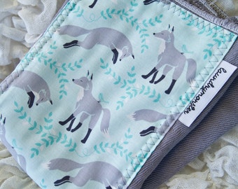 Baby burp cloth - Modern gray foxes hand dyed burp cloth
