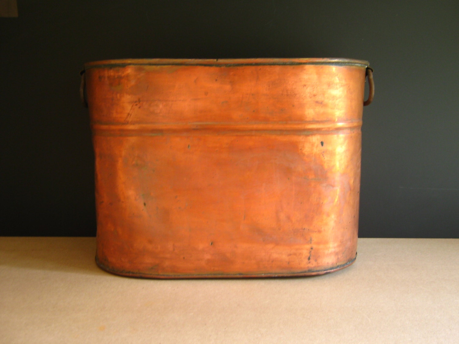 Antique Copper Boiler Wash Tub Laundry Industrial Storage