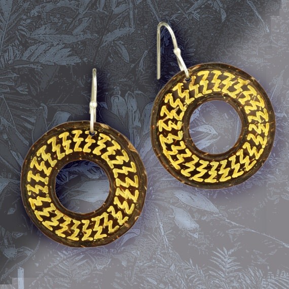 Traditional Tongan Coconut disc earrings Historical tribal