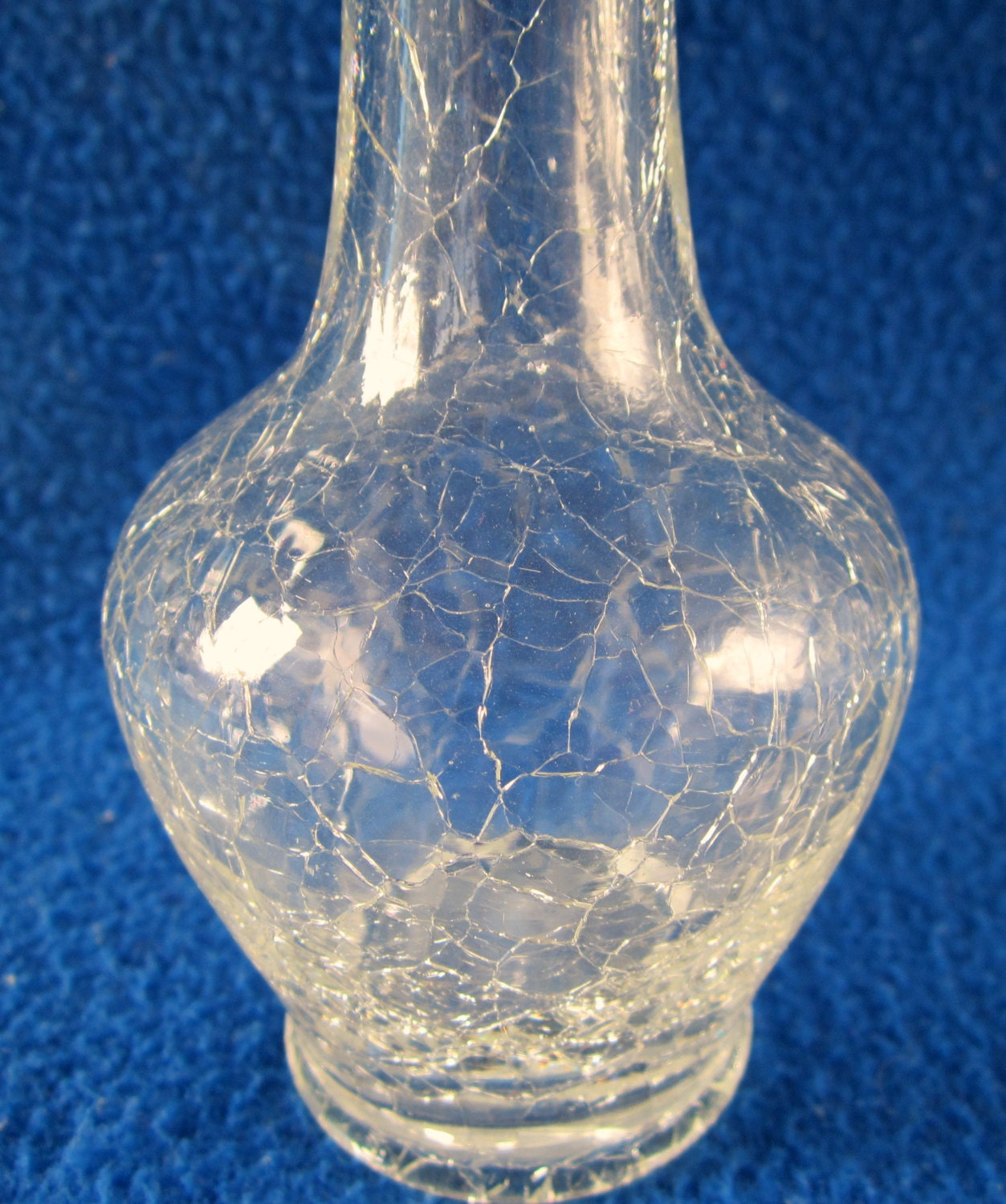 Crackle Glass Vase Bud Tulip Ruffled Vintage