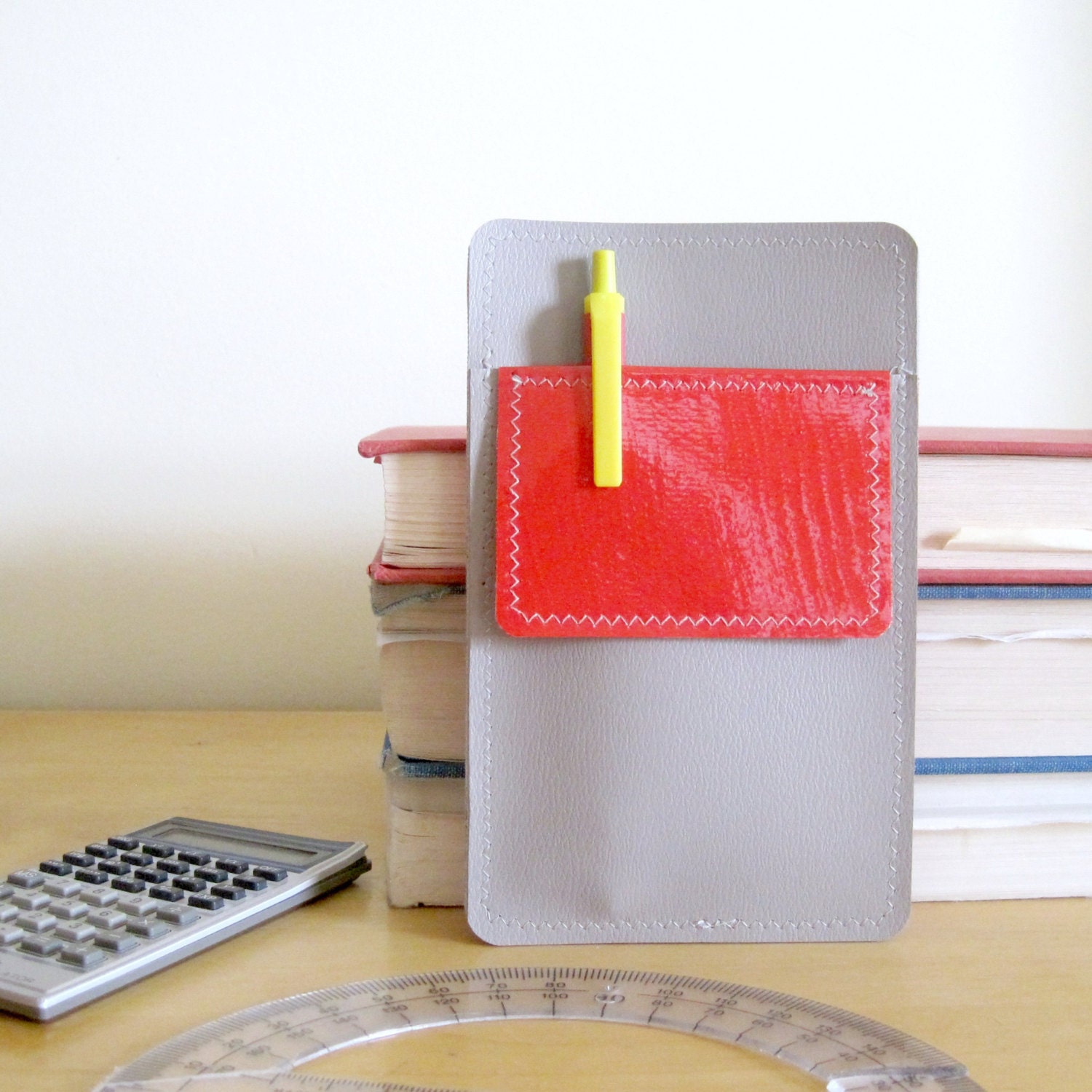 Nerd Power Vinyl Pocket Protector in putty grey matte vinyl