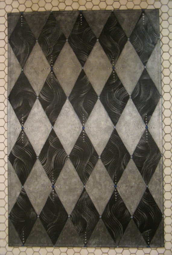 Harlequin rug floorcloth silver and black with Marble Pattern
