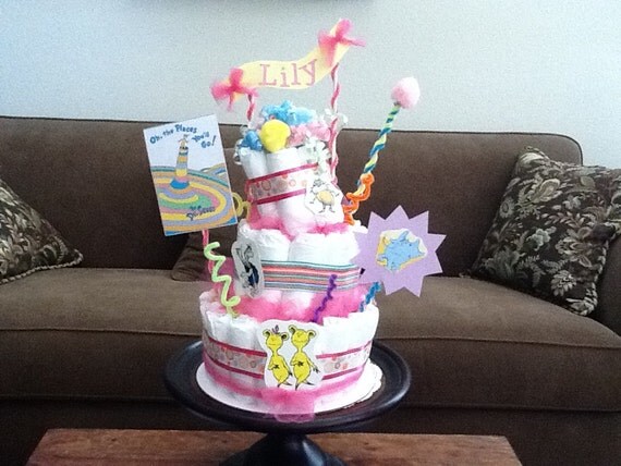 Items similar to Dr Seuss Girl Diaper Cakes Baby Shower Centerpieces