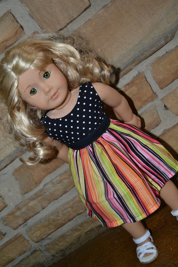 American Girl Doll Clothes - Sherbet Striped Colorblock Dress