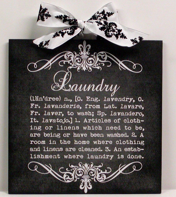 Damask Custom Wood Decorative Definition Of Laundry Room SIgn