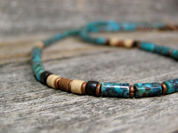 Mens Necklace Turquoise Necklace Heishi Necklace Mans