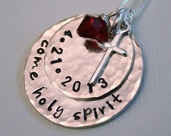 Confirmation Keychain – Holy Spirit Dove Medal With 7 Gifts On Back, Silver Tone - View #6