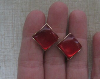 Vintage 50s RED LUCITE Earrings 1950s