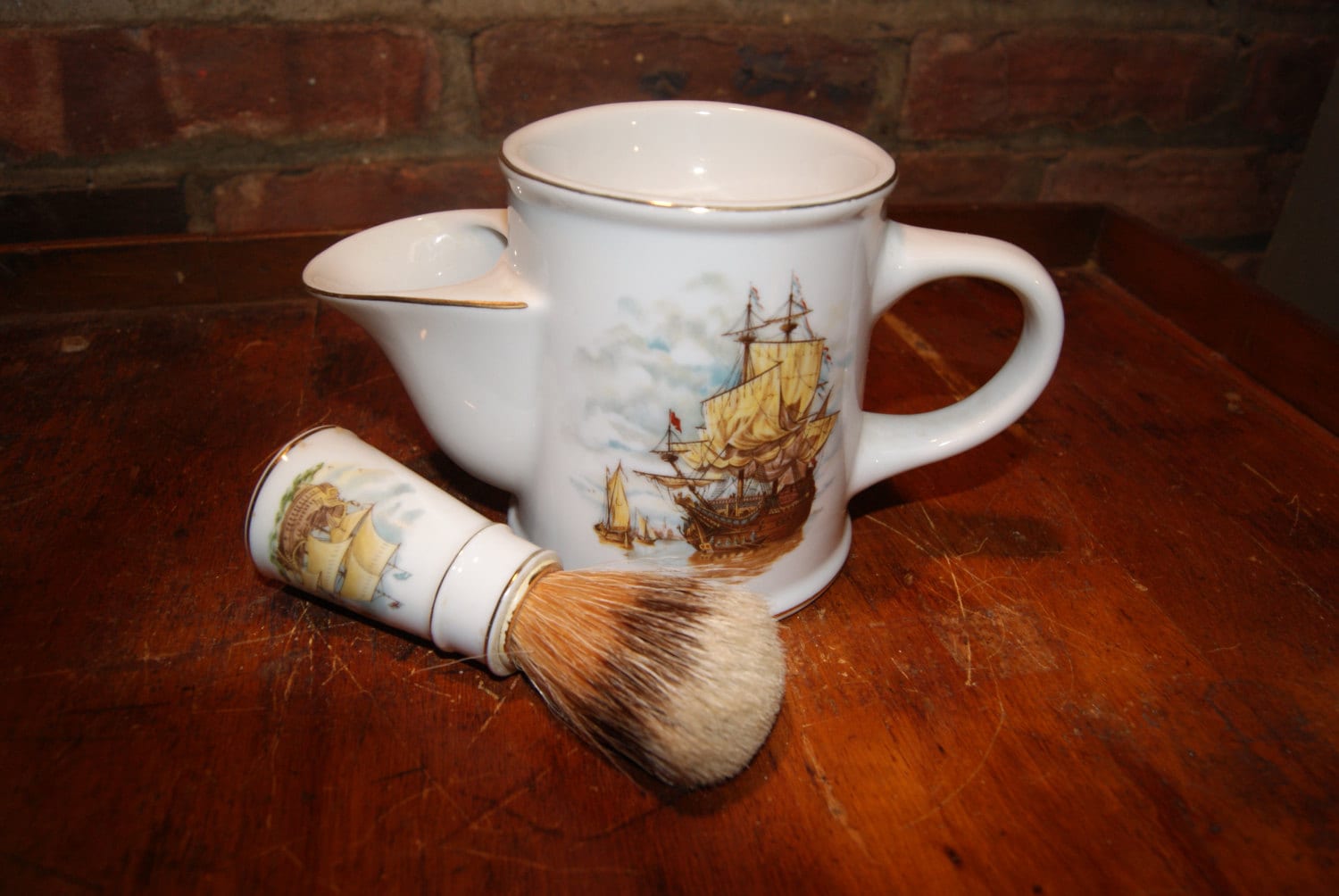 Royal London Shaving Mug and Brush with Ships motif
